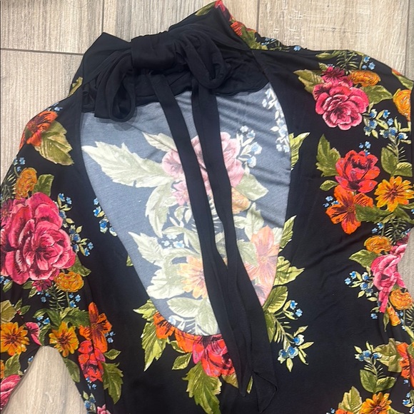 Free People Floral Black flowy dress - Picture 5 of 6